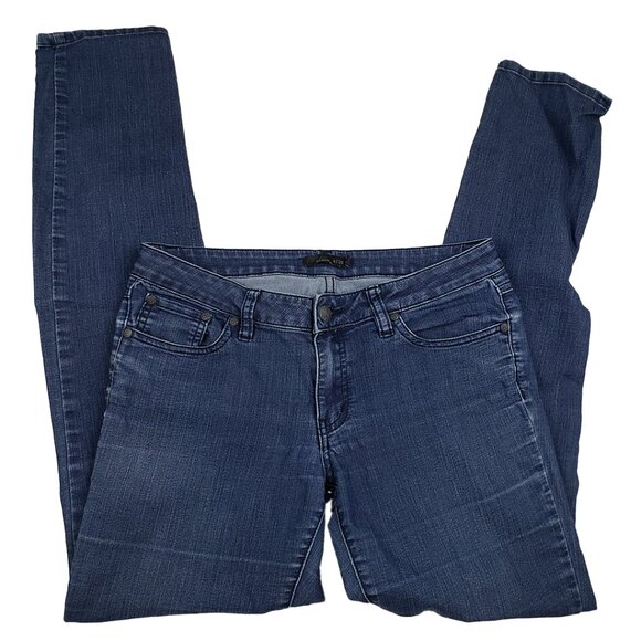 PrAna Dark Wash Blue Jeans Size 8/29 Slim Straight Leg Stretch Denim Low Rise - Picture 1 of 14